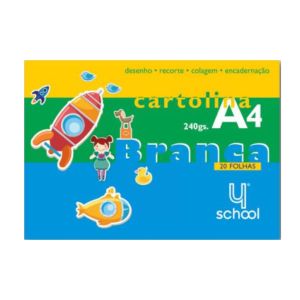 Bloco de Cartolina Branca A4 4School, 20 Folhas