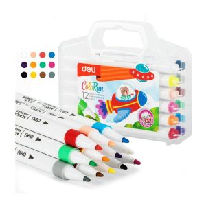 Caneta Acrílica Deli Ponta Média, 12 Cores