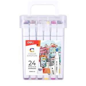 Caneta de Feltro Deli Ponta Grossa, 24 Cores