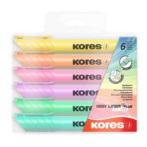 Sublinhadores Kores Cores Pastéis , 6 un