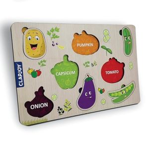 Puzzle Educativo de Legumes em Madeira Doms Clapjoy