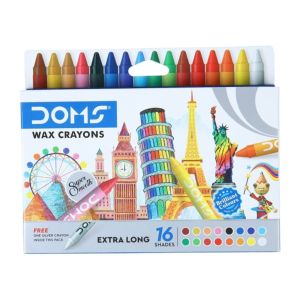 Crayon de Cera Extra Longo DOMS, 16 Cores