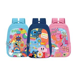 Mochila Escolar Infantil Doms Sticker, Cores Variadas