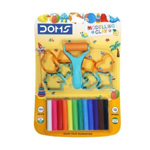 Massa de Modelar DOMS 12 Cores + 8 Moldes, 150 g
