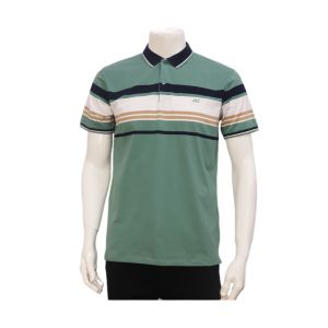Camiseta Polo com Riscas AIIZ, Verde
