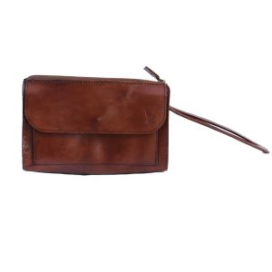 Bolsa de Mão de Couro Arthur Cesáru, Castanho