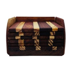 Base para Copos Madeira Marchetada Modelo V