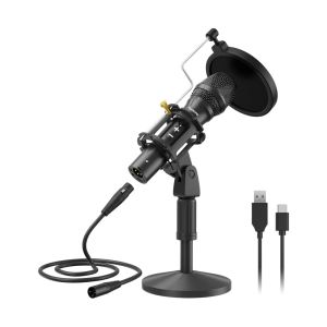 Maono AU-HD300T USB/XLR Microfone din mico,Preto