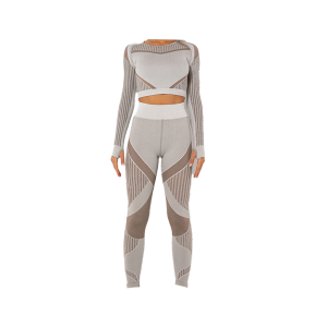 Conjunto Fitness Sem Costura Castanho, Tamanhos Variados