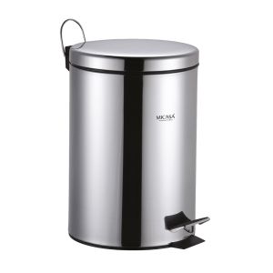 Balde de Lixo Redondo com Pedal Inox Micasa Home & Kitchen, 12 L