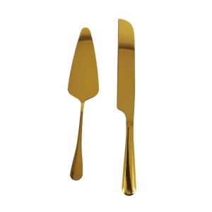 Faca e Espátula Para Bolo Micasa Home & Kitchen Doirado, 2 Pcs