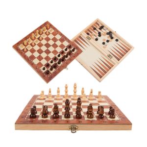 Tabuleiro de Xadrez 3 em 1 de Madeira
