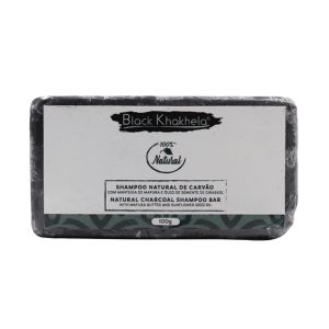 Shampoo Natural em Barra de Carvão 100% Black Khakhela, 100 g