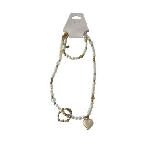 Colar Pulseira e Anel Branco 