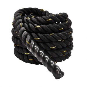 Corda Preta para Crossfit de Poliéster com Suporte, 12 m e 38 mm de Grossura