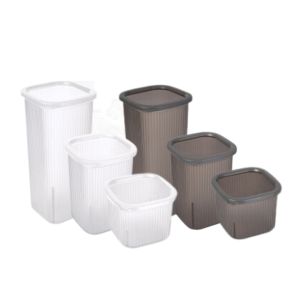Conjunto de Recipientes de Armazenamento Cinzento e Branco, 770 ml + 1.35 L + 2 L