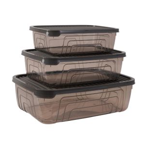 Conjunto de Tigelas Retangulares Cinzento, 1.05 L + 1.75 L + 3.1 L