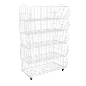 Cesto Expositor em Malha Metálica, Branco