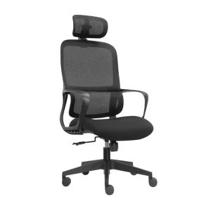 Cadeira de Escritório Giratória Ergonomica de Malha com Encosto Alto para Cabeça A110-1, Preto