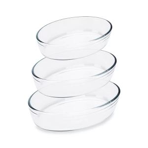 Jogo de 3 Assadeiras 1,L2.2L,3L de Vidro