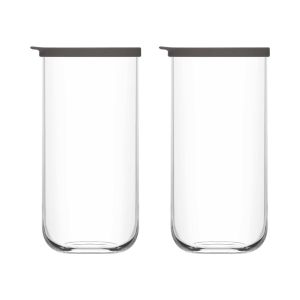 Jogo 2 Frascos Redondo Com Tampa Cinzenta Duo LAV, 1.4 L