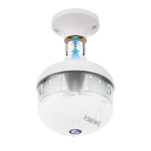 Câmera Lâmpada Inteligente V380 MAX D8 Olho de Peixe, Branca