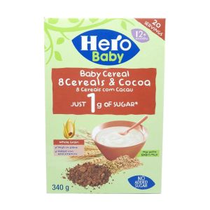 Cereais para Bebéss Hero Baby 8 Cereals & Cocoa, 340 g