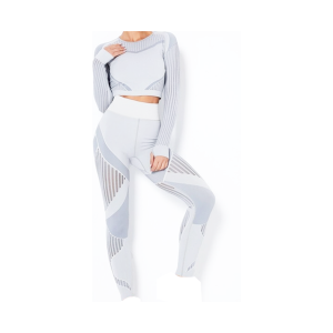 Conjunto Fitness Sem Costura Cinza, Tamanhos Variados