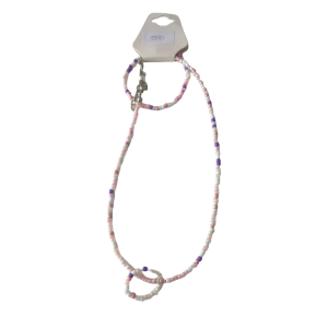 Colar pulseira e anel rosa,branco e lilas