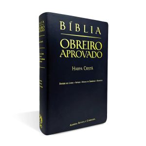 Bíblia Obreiro Aprovado Média Luxo Harpa Cristã Preta, CPAD