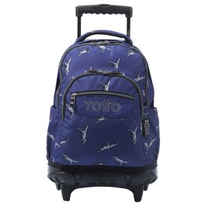 Mochila Escolar com Rodas Totto Dinossauros, Azul