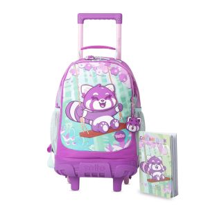Kit de Mochila Escolar com Rodas e Livro de Colorir Totto Bambu M