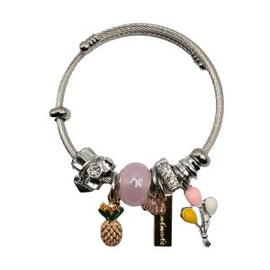 Pulseira Charmes Aço Inoxidável Plásticos Silver 88117, 18cm