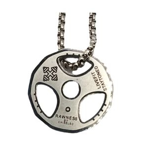 Colar Masculino de Aço Inoxidável Medalha 59230 Silver, 60mm