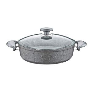 Caçarola Rasa Antiaderente de Granito OMS 24cm 3310, Cinza