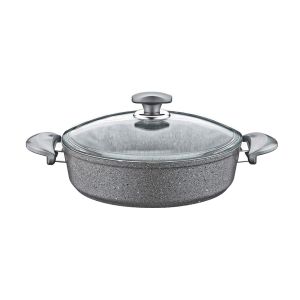 Caçarola Rasa Antiaderente de Granito OMS 26cm 3310, Cinza