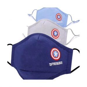 Pacote de 3 Máscaras de Protecção Para Crianças Capitão América, 3 Cores