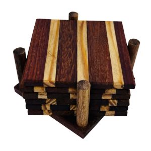 Base para Copos Madeira Marchetada Modelo III