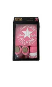 Conjunto Infantil  Converse  Body Gorro E Botinhas 0 A 6 Meses Rosa