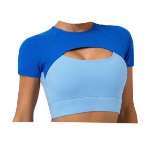 Top Manga Curta para Gym Azul, Tamanhos Variados 