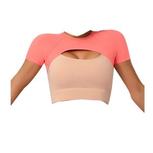Top Manga Curta para Gym Rosa, Tamanhos Variados 