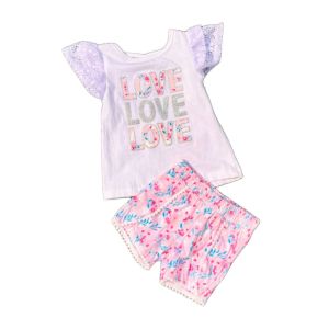 Conjunto Infantil Real Love 12 Meses, Branco Rosa