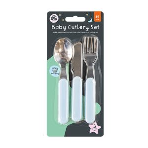 Conjunto de Talheres Baby Essential - 3 Peças, Azul