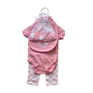 Conjunto Infantil Duck Duck 0 a 6 Meses, Rosa
