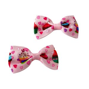 Gancho Médio Infantil com Cupcakes e Corações, Rosa