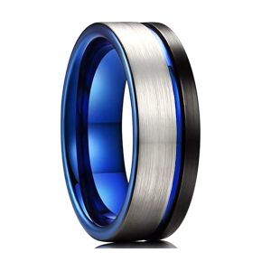 Anel Masculino de Aço Inoxidável 12338 Azul, Tamanho 7