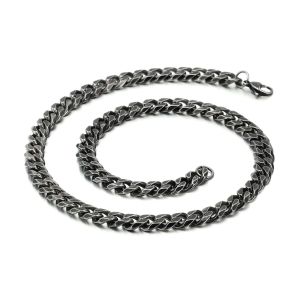 Colar Masculino de Aço Inoxidável Medalha 59301 Silver, 60mm