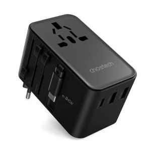 Carregador de Viagem Universal Choetech PD45W com Cabo Retrátil, Preto
