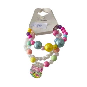 Pulseira Infantil Rosa Com Gatinho Rosa e Branco