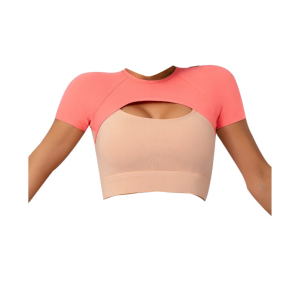 Top Manga Curta para Gym Tamanho L, Rosa